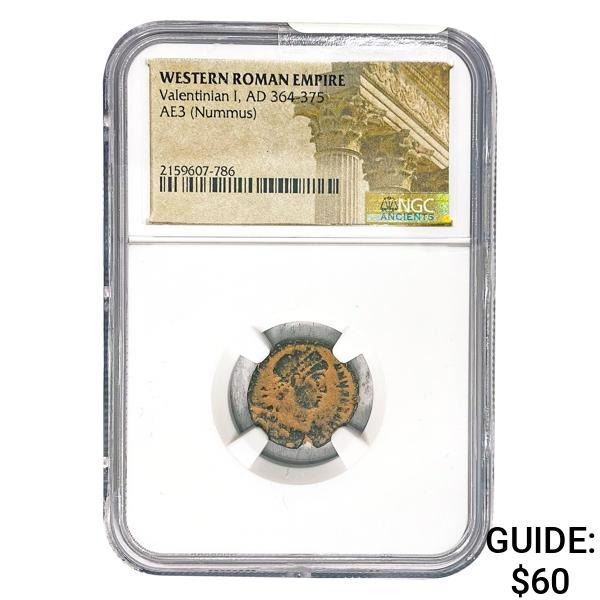 West Roman Valentinian I, AD 364-375 AE3 Nummus