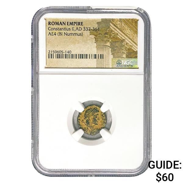 Roman Constantius II, AD 337-361 AE4 BI Nummus