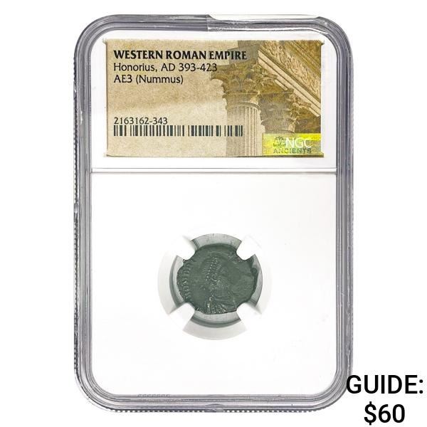 West Roman Honorius, AD 393-423 AE3 Nummus