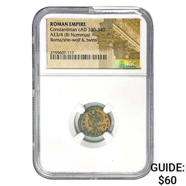 Roman Constantinian cAD 330-340 AE3/4 BI Nummus