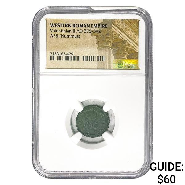 West Roman Valentinian II, AD 375-392 AE3 Nummus