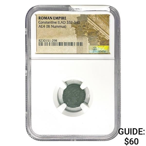 Roman Constantine II, AD 337-340 AE4 BI Nummus