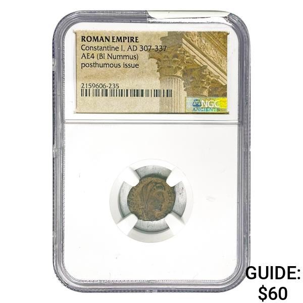 Roman Constantine I, AD 307-337 AE4 BI Nummus