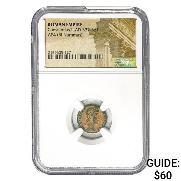 Roman Constantius II, AD 337-361 AE4 BI Nummus