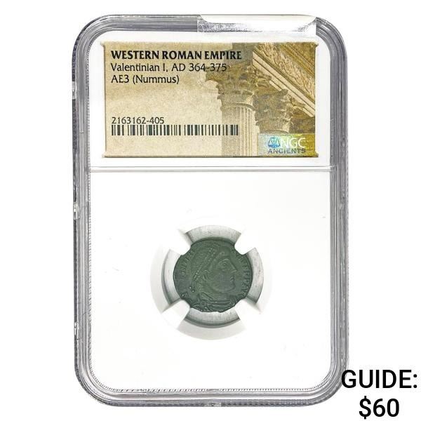 West Roman Valentinian I, AD 364-375 AE3 Nummus