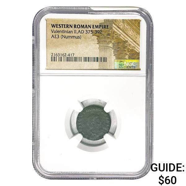 West Roman Valentinian II, AD 375-392 AE3 Nummus