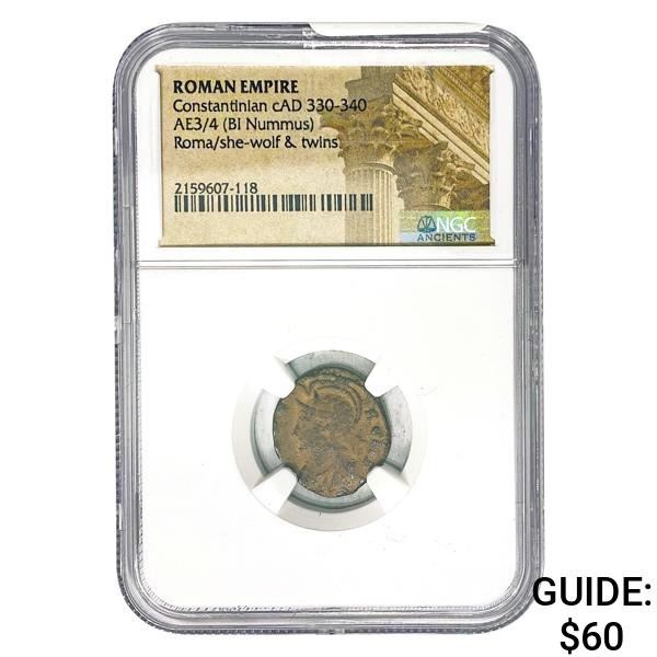 Roman Constantinian cAD 330-340 AE3/4 BI Nummus