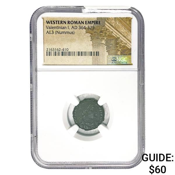 West Roman Valentinian I, AD 364-375 AE3 Nummus