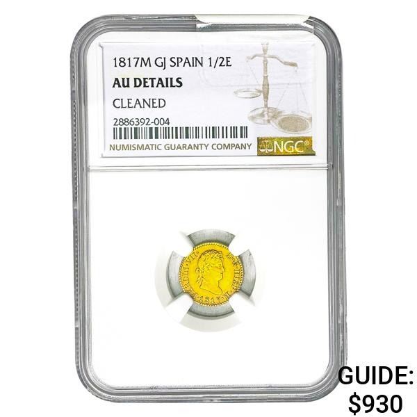 1817M GJ Spain .0475oz Gold 1/2 Escudo