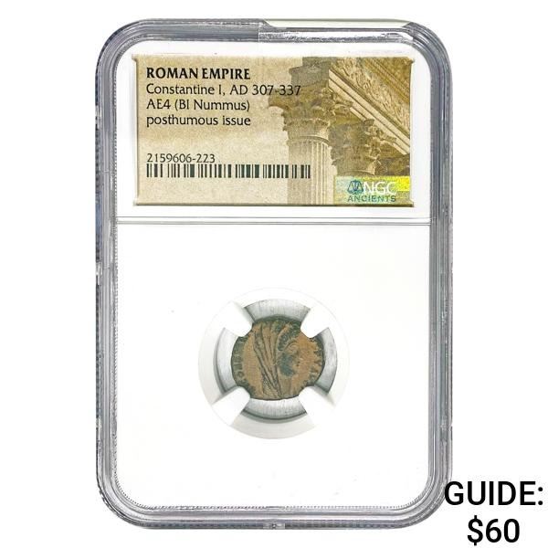 Roman Constantine I, AD 307-337 AE4 BI Nummus