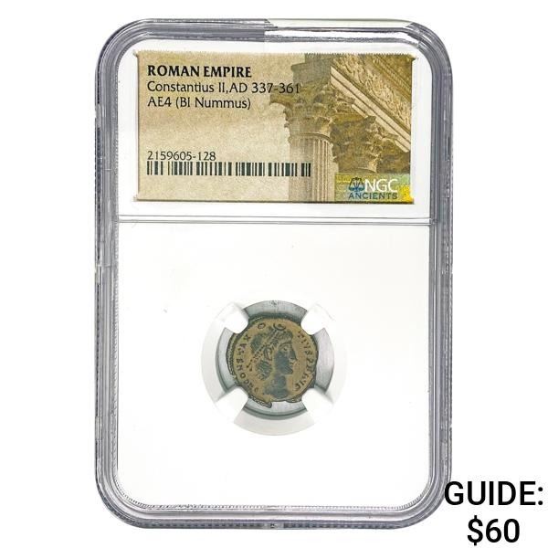 Roman Constantius II, AD 337-361 AE4 BI Nummus