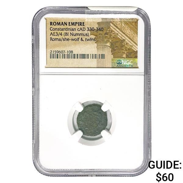 Roman Constantinian cAD 330-340 AE3/4 BI Nummus