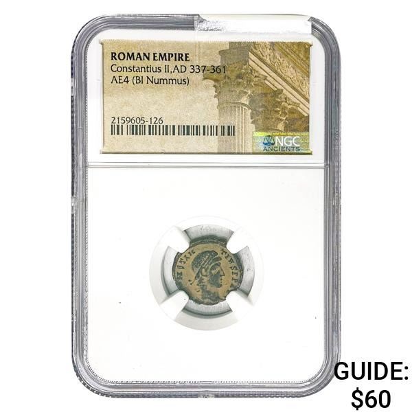 Roman Constantius II, AD 337-361 AE4 BI Nummus