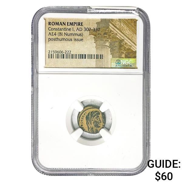 Roman Constantine I, AD 307-337 AE4 BI Nummus