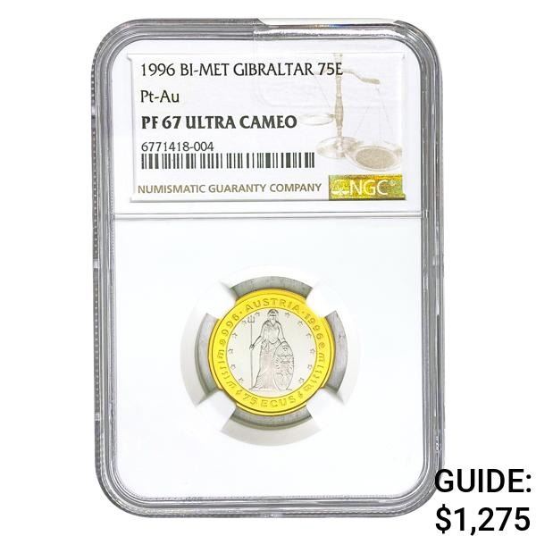 1996 .125oz AU .125oz PT Gibraltar 75E PF67 UC
