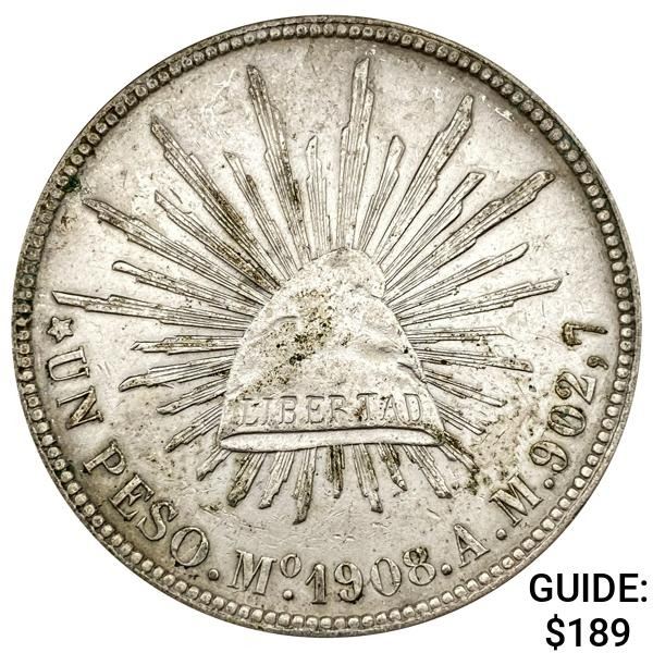 1908Mo AM Mexico Silver Peso