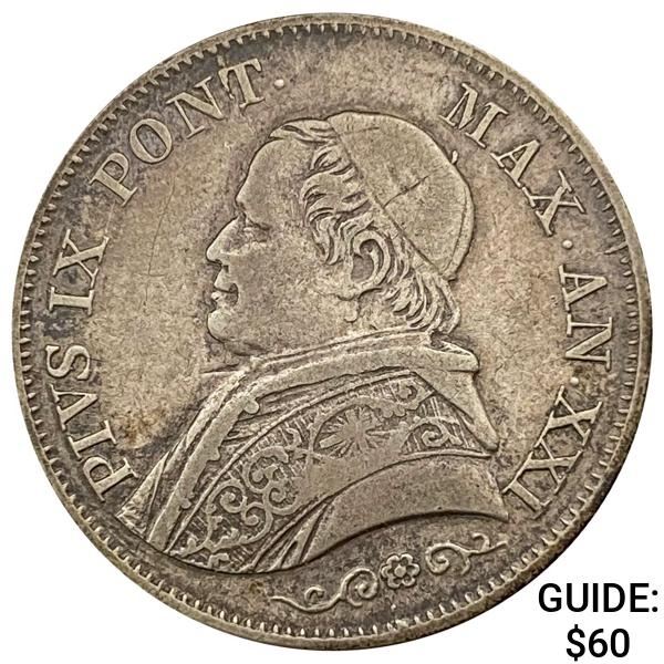 1866-R Italy-Papal States Lira