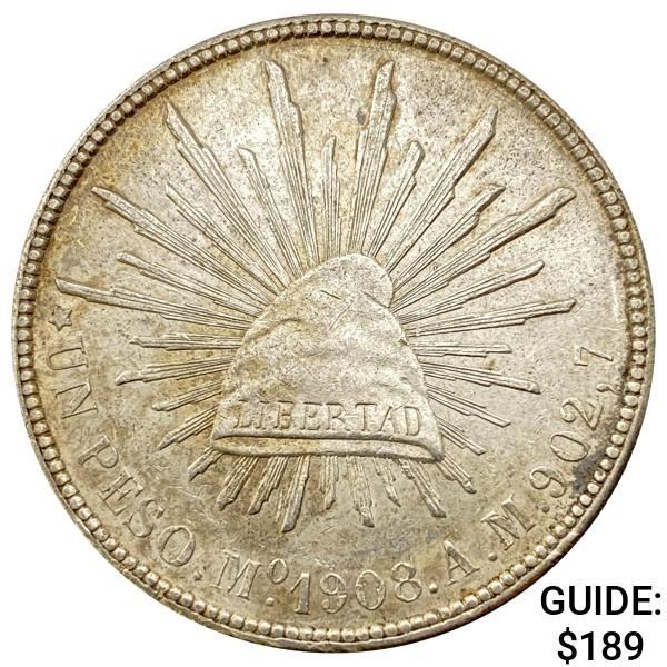 1908Mo AM Mexico Silver Peso