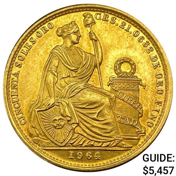 1964 Peru .6773oz Gold 50 Soles