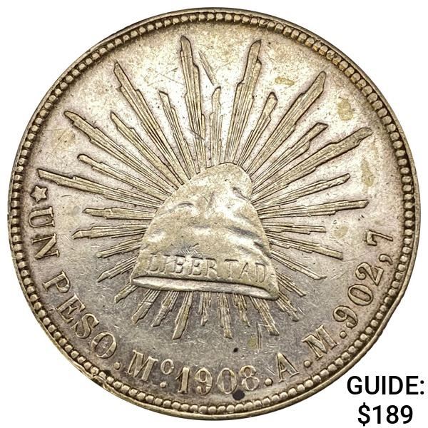 1908Mo AM Mexico Silver Peso