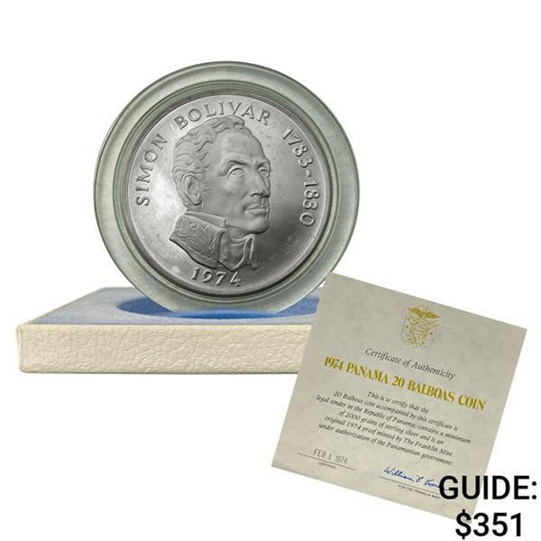 1974 Panama 3.8539oz Silver 20 Balboas