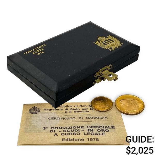 1976 San Marino Gold 1 & 2 Escudos .2653 AGW