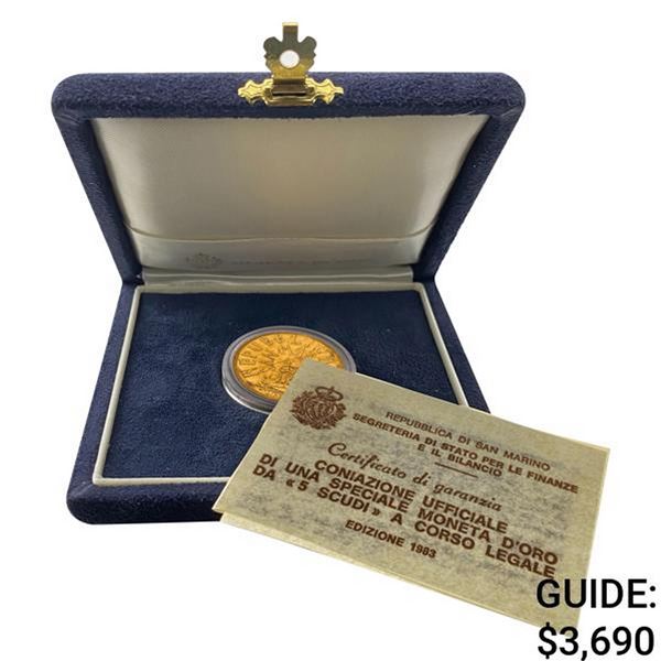 1983-R San Marino .2948oz Gold 5 Scudi