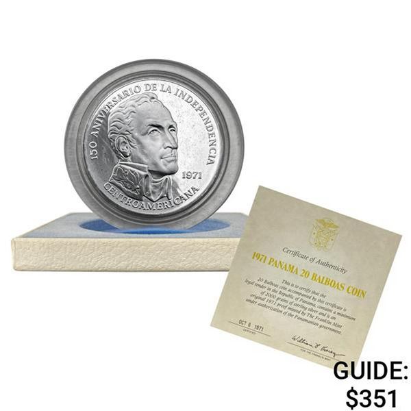1971 Panama 3.8539oz Silver 20 Balboas