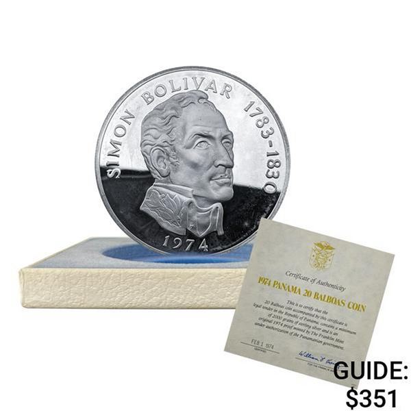 1974 Panama 3.8539oz Silver 20 Balboas