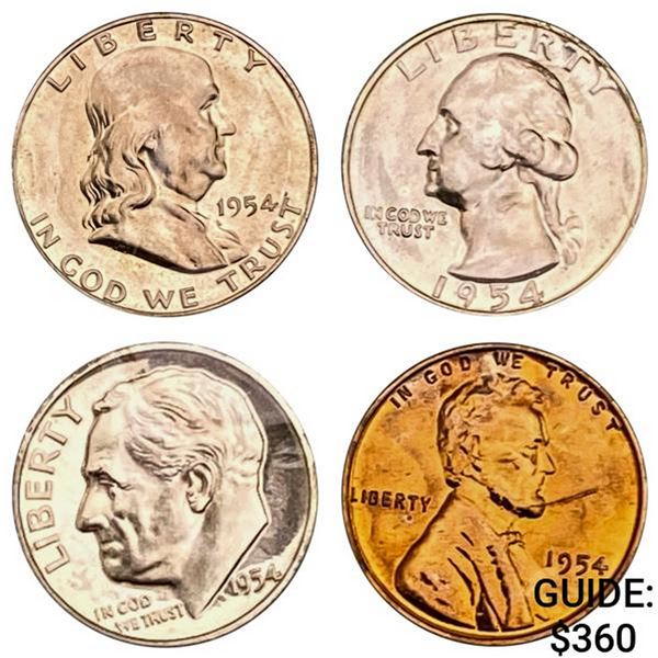 [4] 1954 Partial PR Set 1C, 10C, 25C, 50C