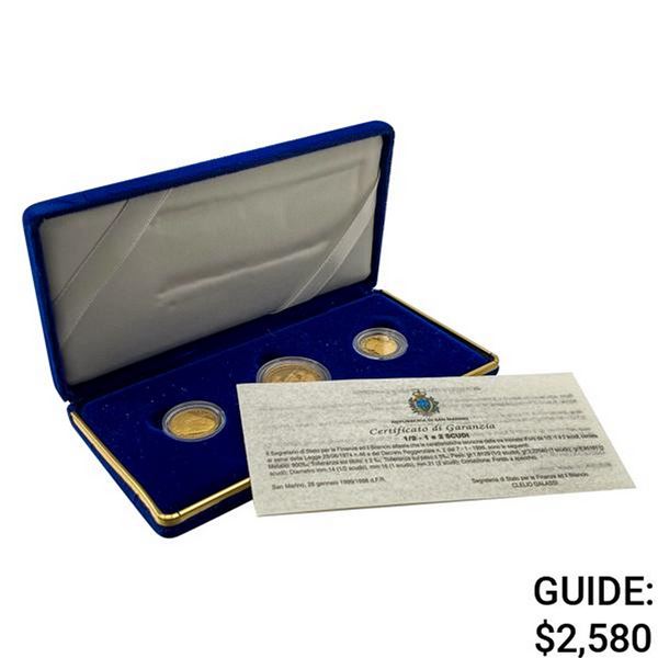 1999 San Marino 3 Gold Coin Set .3266oz AGW
