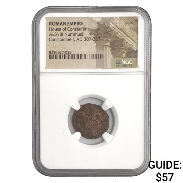 Roman Constantine I, AD 307-337 AE3 BI Nummus