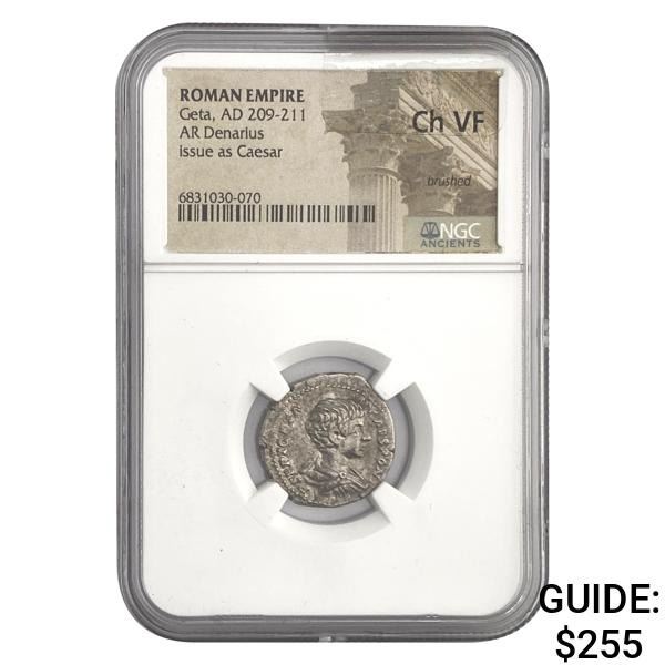 Roman Geta, AD 209-211 Silver Denarius