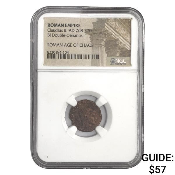 Roman Claudius II, AD 268-270 BI DBL Denarius