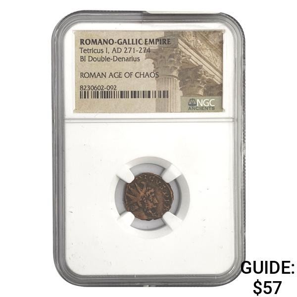 Romano Gallic Tetricus I, AD 271-274 BI DBL Denarius