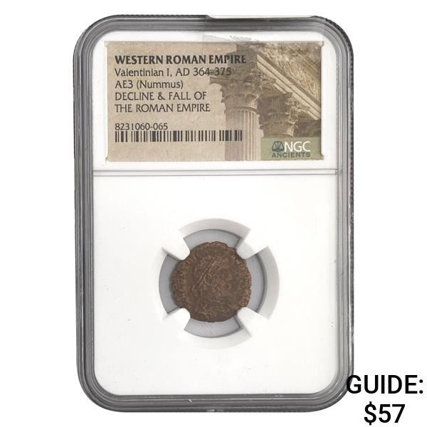 West Roman Valentinian I, AD 364-375 AE3 Nummus