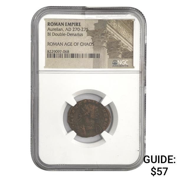 Roman Aurelian, AD 270-275 BI DBL Denarius