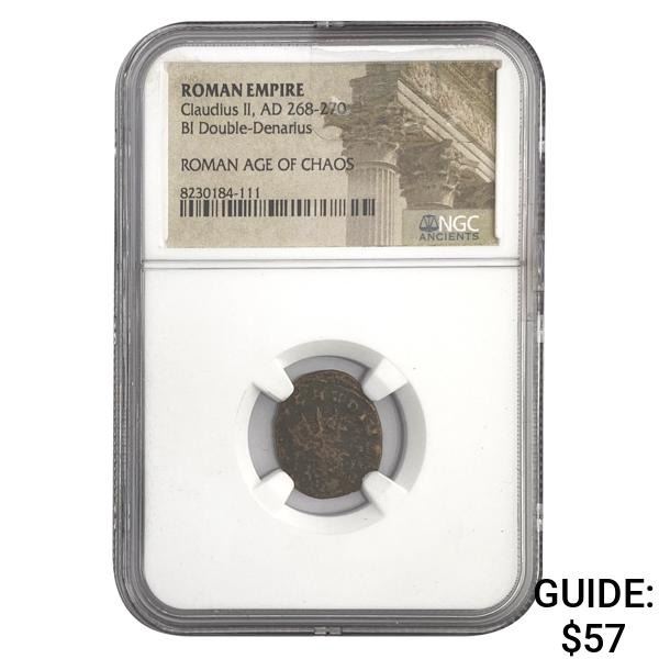 Roman Claudius II, AD 268-270 BI DBL Denarius