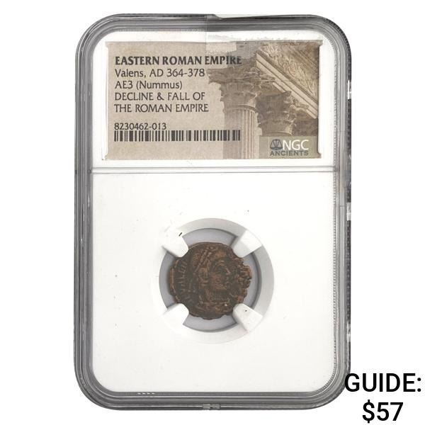 East Roman Valens, AD 364-378 AE3 Nummus