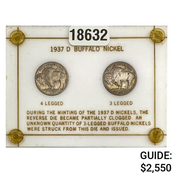 1937-D 3 Leg Buffalo Nickel 4 Leg and 3 Leg Set [2 Coins]