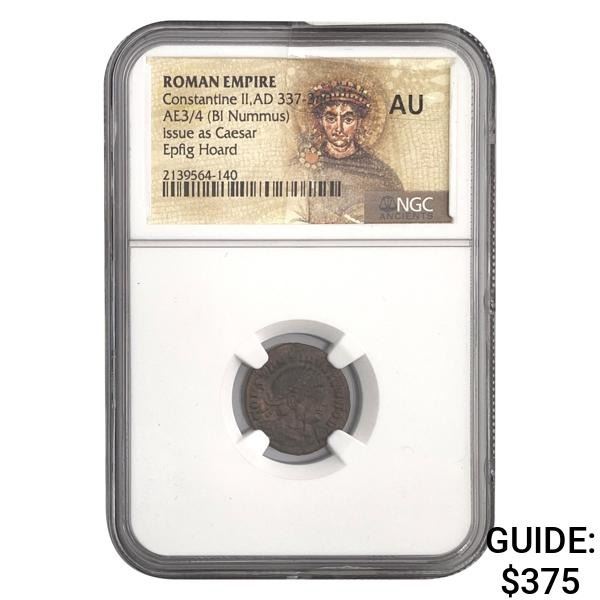 Roman Constantine II, AD 337-340 AE 3/4 BI Nummus