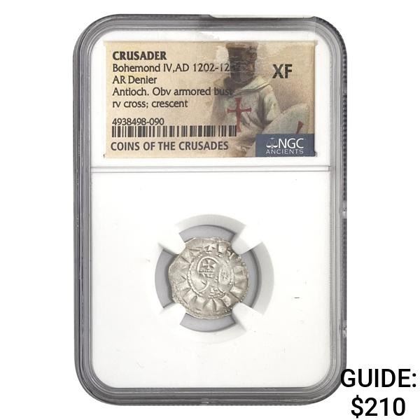 Crusader Bohemond IV, AD 1202-1232 Silver Denier