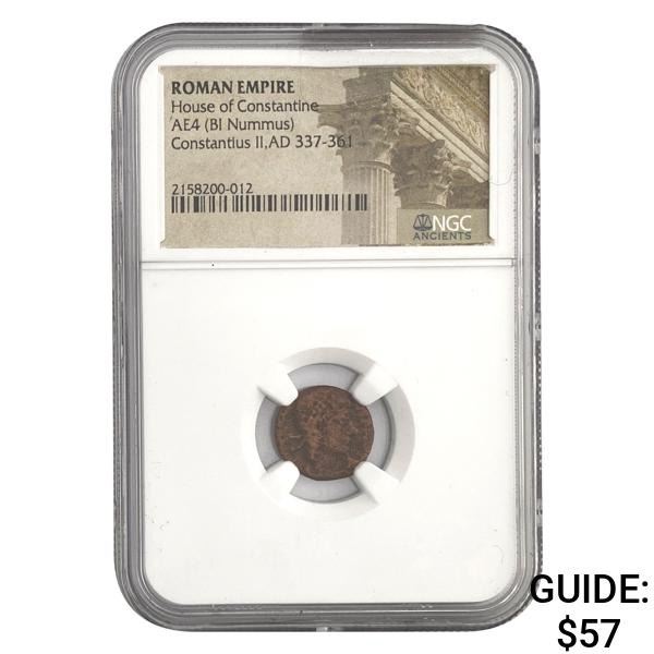 Roman Constantius II, AD 337-361 AE4 BI Nummus