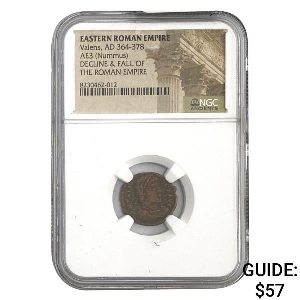 East Roman Valens, AD 364-378 AE3 Nummus