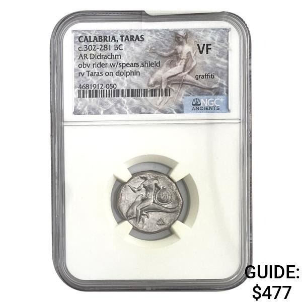 Calabria Taras, 302-281 BC Silver Didrachm
