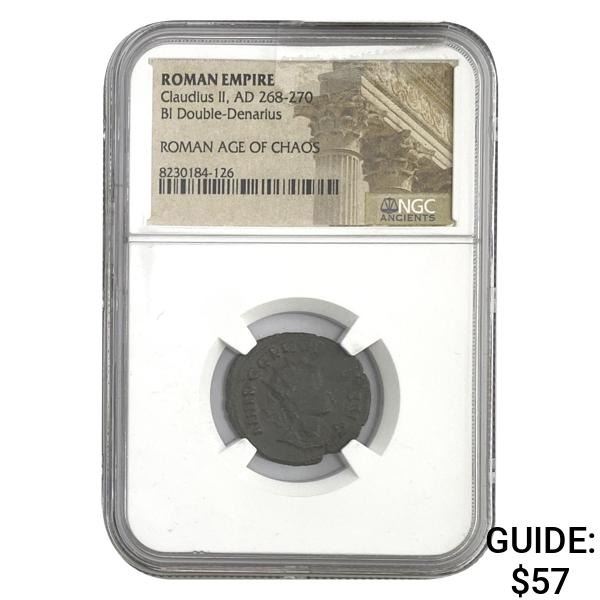 Roman Claudius II, AD 268-270 BI DBL Denarius