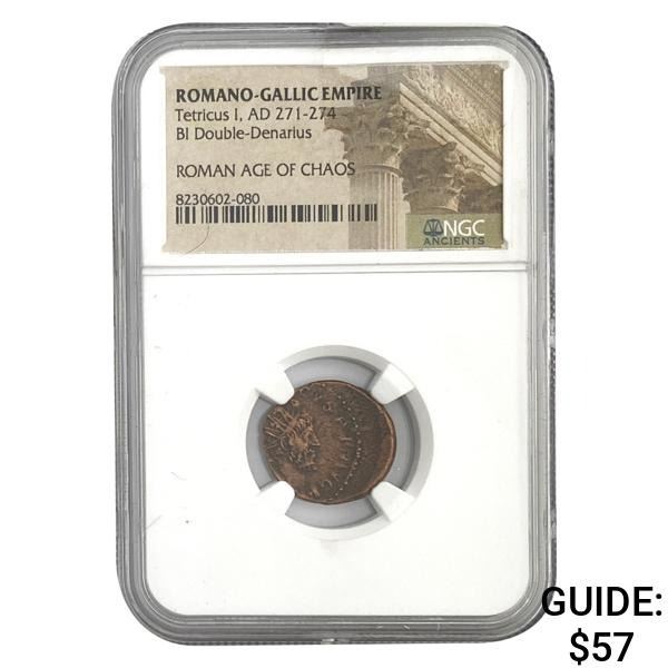 Romano Gallic Tetricus I, AD 271-274 BI DBL Denarius