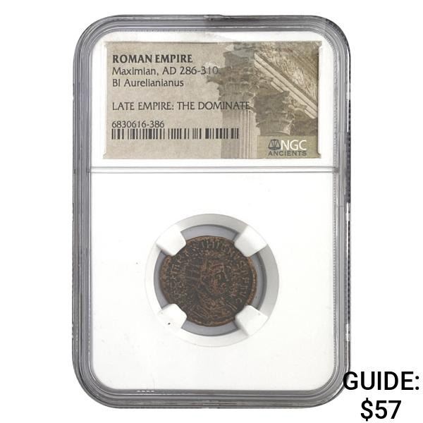 Roman Maximian, AD 286-310 BI Aurelianianus