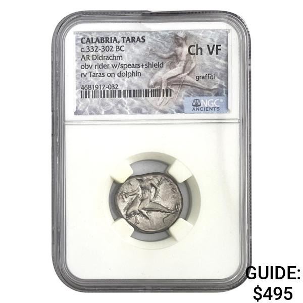 Calabria Taras, 332-302 BC Silver Didrachm