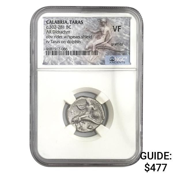 Calabria Taras, 302-281 BC Silver Didrachm